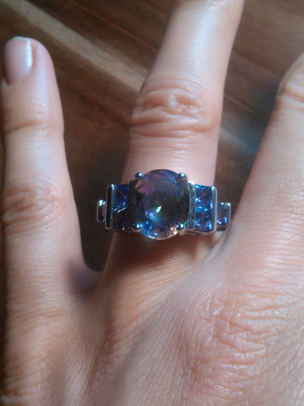 Simulated Mystic Topaz and Purple Crystal Ring (Size 7) - Picture 9 of 16